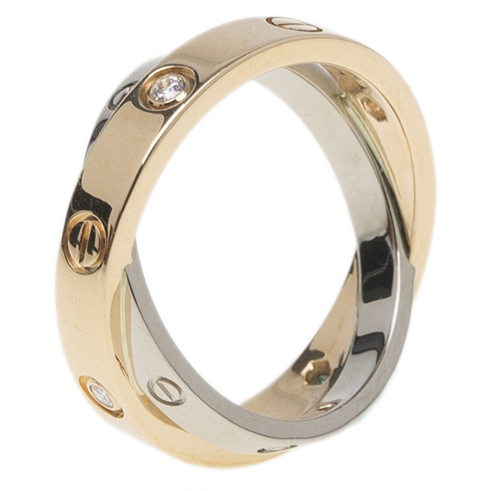 Cartier Love 6 Diamonds Rose + White Gold Ring 50